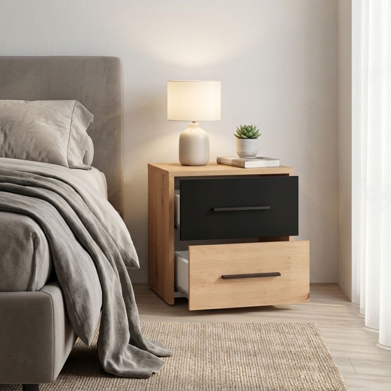 CADDIE - comodino due cassetti moderno minimal in legno