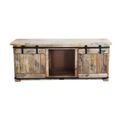 BEILY - porta tv legno di mango con 2 ante scorrevoli