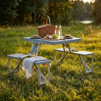CAMP - tavolo pieghevole salvaspazio con 4 sgabelli