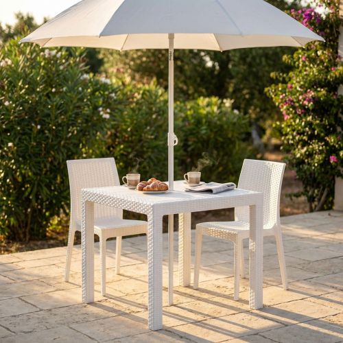 CALIGOLA - tavolo da giardino in wicker quadrato