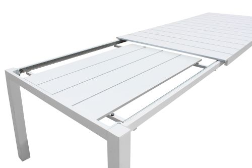 ALASKA - set tavolo in alluminio cm 214/280 x 100 x 75,5 h con 10 poltrone Lotus