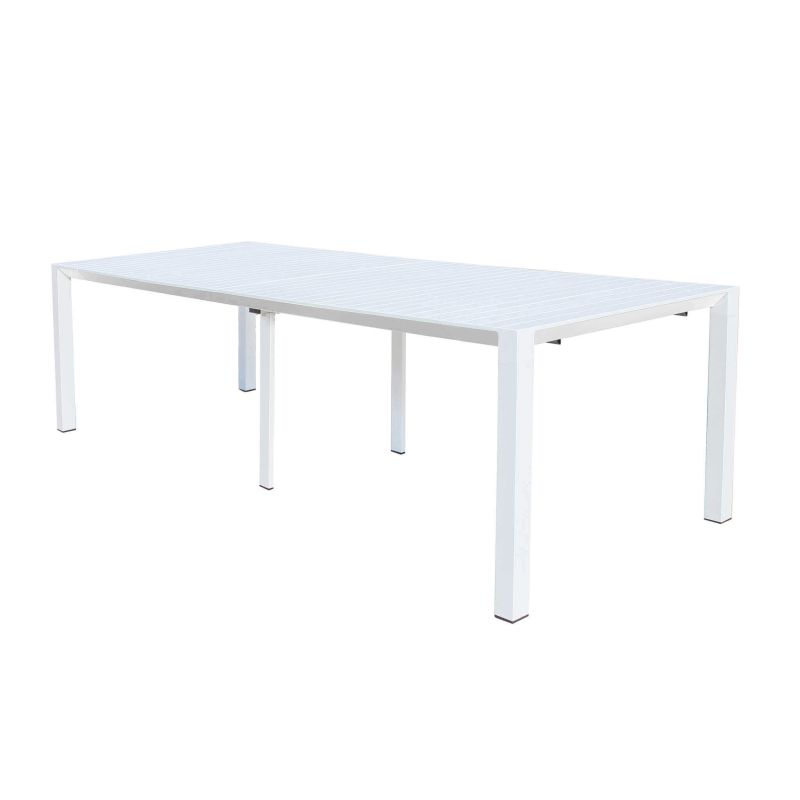 ARIZONA - set tavolo in alluminio cm 100 x 51,50/104/156/208/260 x 74 h con 6 poltrone Lotus