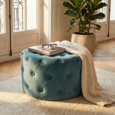 AURA - pouf rotondo in velluto