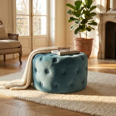 AURA - pouf rotondo in velluto