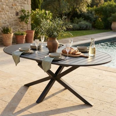 ARTORIUS - tavolo rotondo da giardino in alluminio allungabile 150/200 x 150