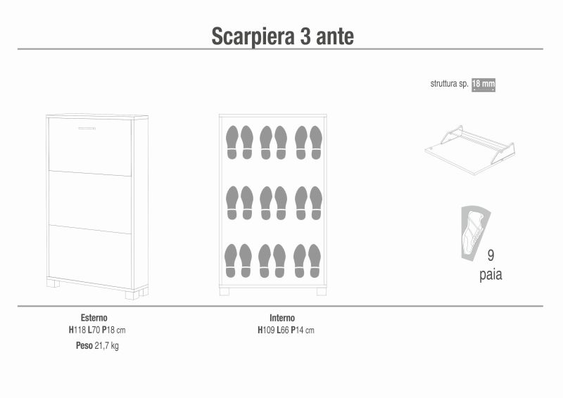 DEBBY - scarpiera a 3 ante