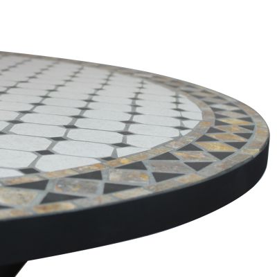 ANXO - tavolo con piano rotondo e mosaico beige e antracite