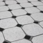 ANXO - tavolo con piano rotondo e mosaico beige e antracite