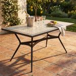 ANXO - tavolo con piano rettangolare e mosaico beige e antracite