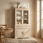 ALTER - credenza con vetrina in legno di mango
