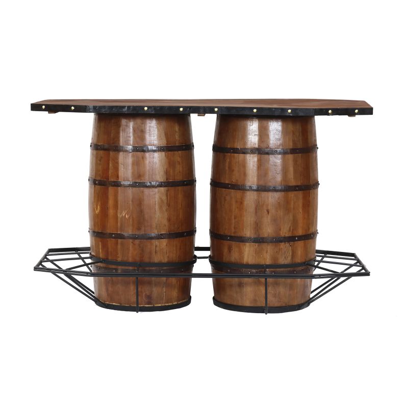 HALIFAX - tavolo in legno di mango con 2 botti