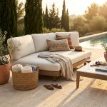 GAMORA - divano sx con struttura in alluminio effetto legno