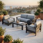 FEDRA - salotto con struttura in alluminio bianco o antracite