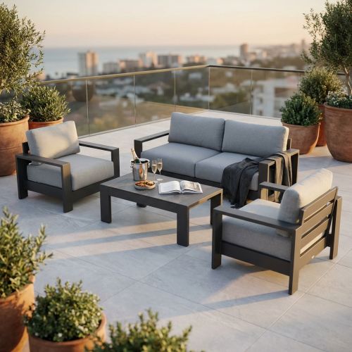 FEDRA - salotto con struttura in alluminio bianco o antracite