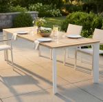 COPERNICO - struttura in alluminio verniciato bianco o antracite, piano in teak