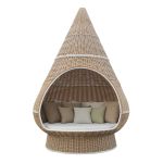 MELODIA - conchiglione con struttura in alluminio verniciato rivestito in rattan