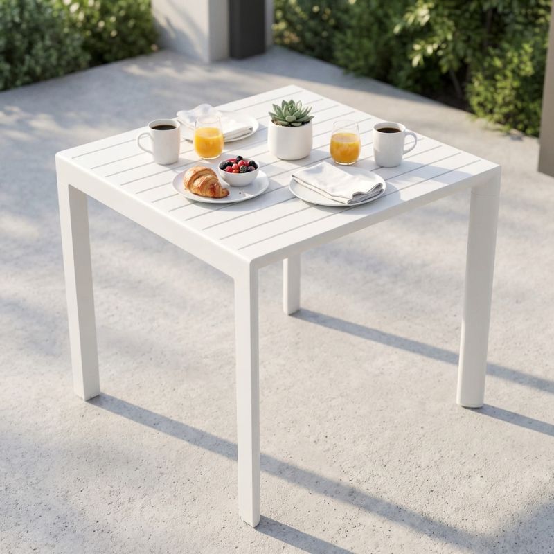 ALBEN - tavolo con struttura in alluminio 80 x 80