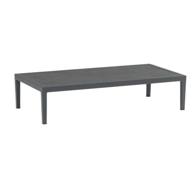 ESCONDIDO - salotto con struttura in alluminio antracite e corda in pvc, tavolino effetto pietra