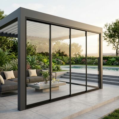 TISAMON - laterale in vetro per pergola bioblimatica 4 m