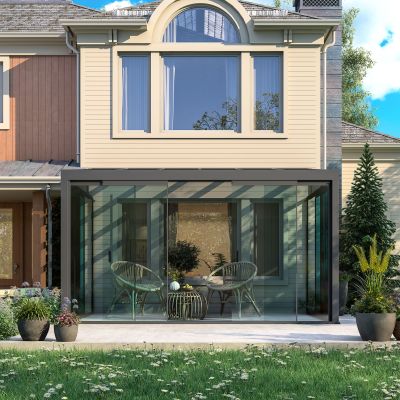 Set laterali in vetro per veranda addossata