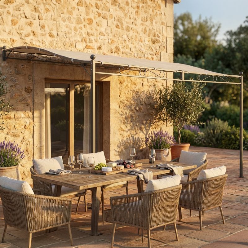 PEGASUS - pergola onda da giardino addossata in acciaio 3,5 x 2,5 m
