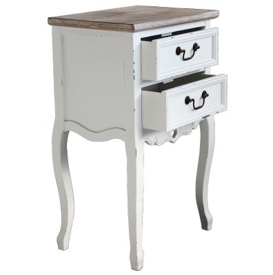 FLORIAN - mobiletto 2 cassetti in legno di paulownia shabby chic