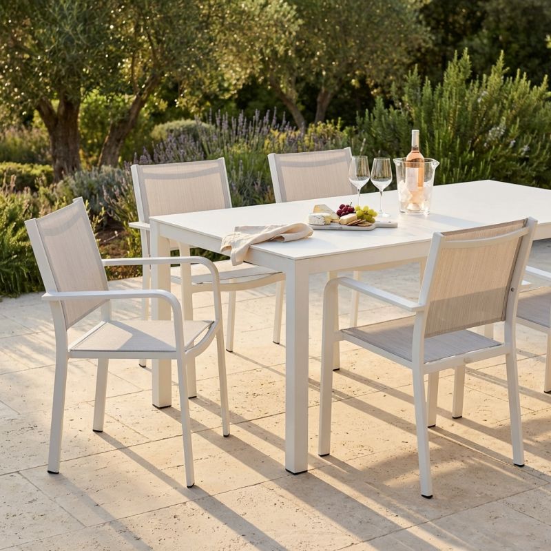 SPLENDOR - poltrona da giardino in alluminio e textilene impilabile