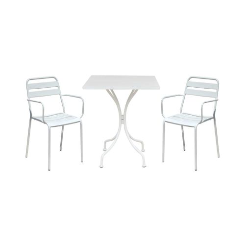 ROMANUS - set tavolo in metallo cm 60 x 60 x 72 h con 2 poltrone Romanus