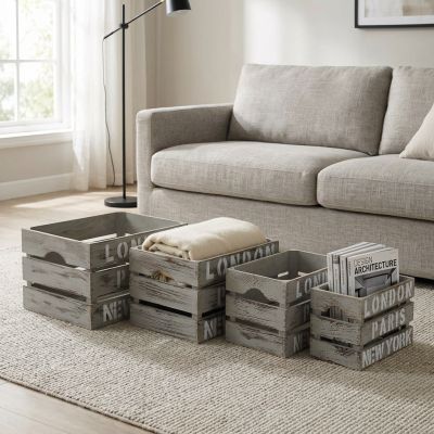 CARSON - set di 4 cassette in legno