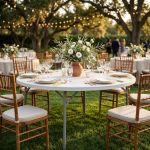 CATE - tavolo catering rotondo pieghevole salvaspazio in acciaio e abs
