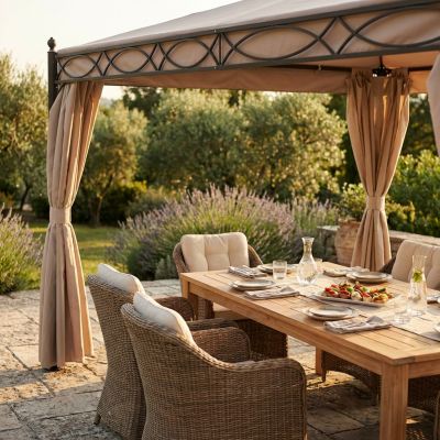 GERMEN - gazebo da giardino in acciaio completo di pareti laterali