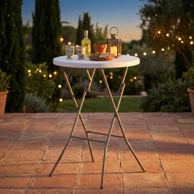 CATE - tavolo catering rotondo in acciaio e abs