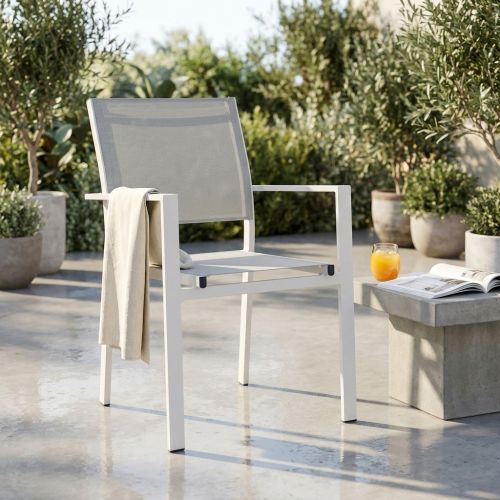 VENUS - poltrona da giardino in alluminio e textilene impilabile