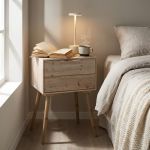 EDOUARD - mobiletto con 2 cassetti in paulownia e mdf industrial