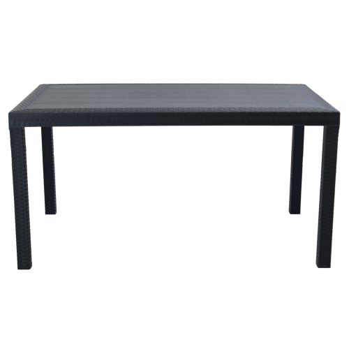 CALIGOLA - set tavolo in resina effetto rattan cm 150 x 90 x 74 h con 6 sedie Alma