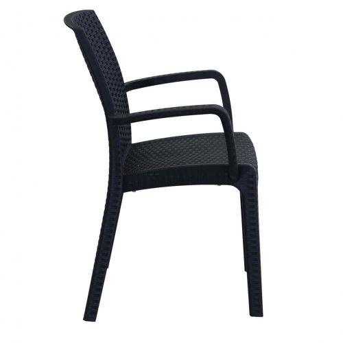 CALIGOLA - set tavolo in resina effetto rattan cm 150 x 90 x 74 h con 4 poltrone Alma