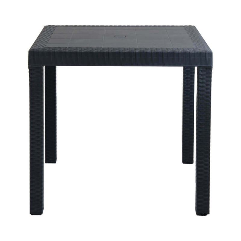 CALIGOLA - set tavolo in resina effetto rattan cm 80 x 80 x 74 h con 4 poltrone Alma