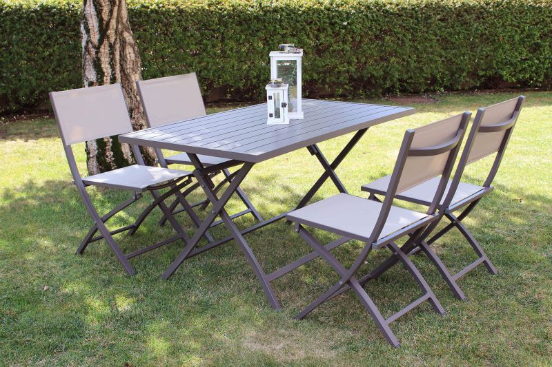 ABELUS - set tavolo in alluminio cm 130 x 77 x 73 h con 4 sedie Gaja