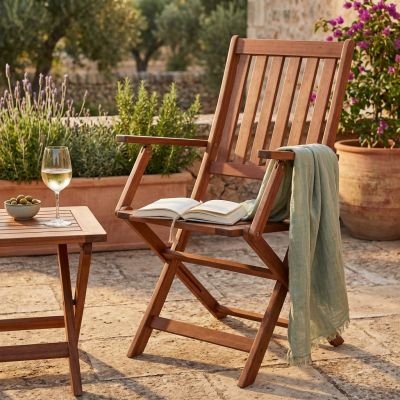 DRESDA - poltrona da giardino pieghevole in legno massiccio di acacia