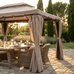 AULUS - gazebo da giardino in alluminio completo di pareti laterali 3 x 4 m