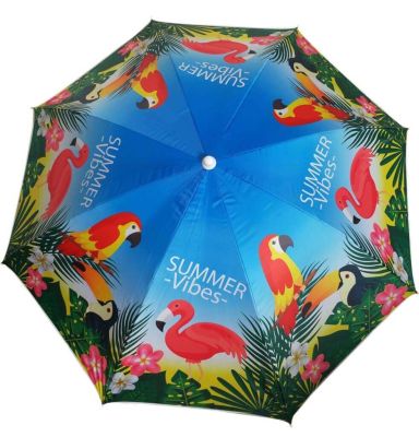 ombrellone spiaggia poliestere uv 200/32 decoro anguria e fenicottero