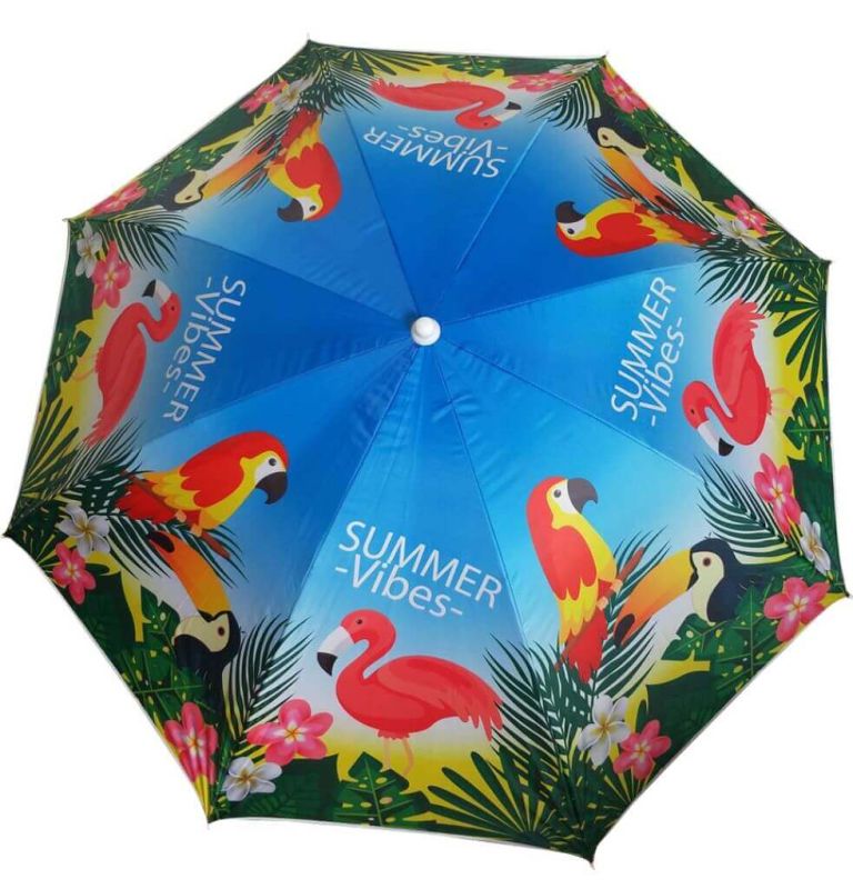 ombrellone spiaggia poliestere uv 200/32 decoro anguria e fenicottero