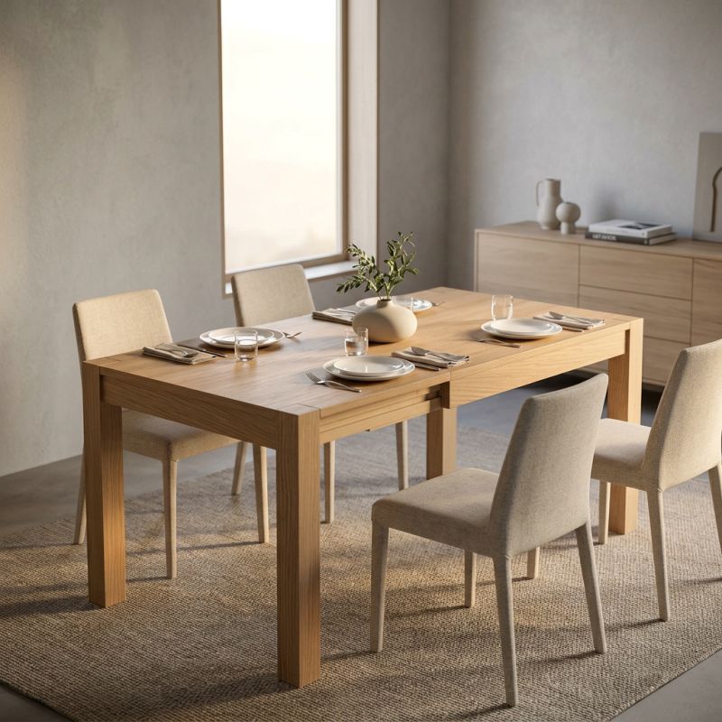 RAYMOND - tavolo da pranzo moderno allungabile in rovere naturale